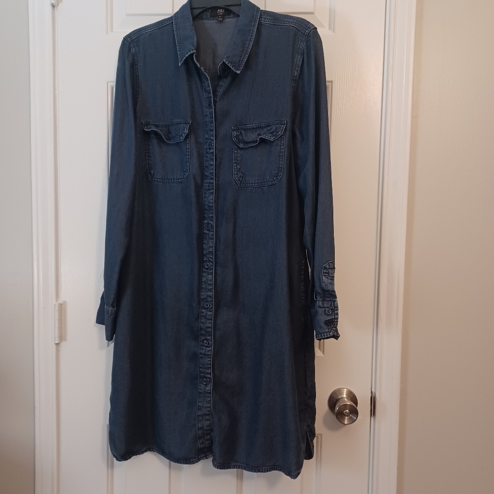 ABS by Allen Schwartz Denim Shirt Dress Sz L